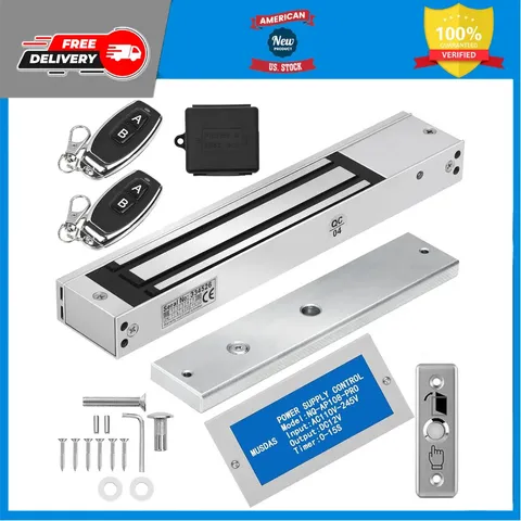 600lb Electromagnetic Door Lock Kit Outswinging with 2 Remotes Access Control
