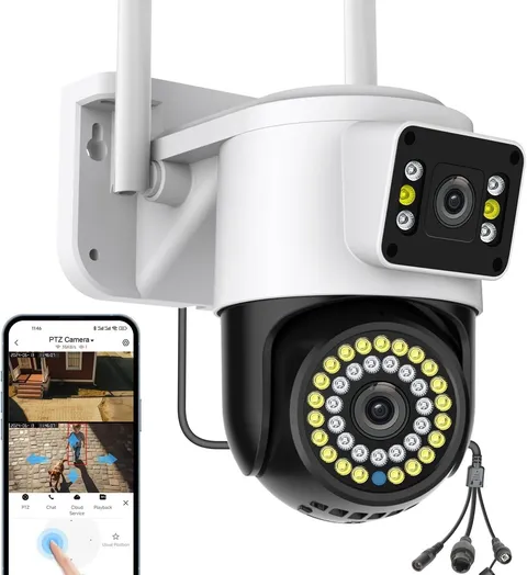 Kinnkall Dual Lens WiFi Outdoor Security Camera, 4MP Pan/Tilt Surveillance