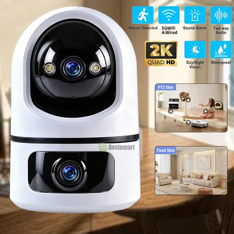 NEW 5G 2K FUD Dual Lens Security Camera Zoom Home Color & IR Night Vision