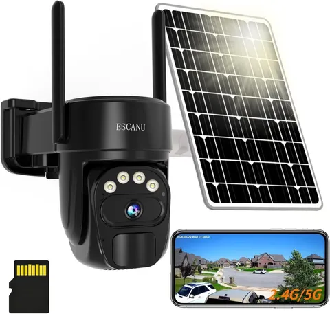 ESCANU Security Cameras Wirelss Outdoor Solar Powered for Home Security,360 View