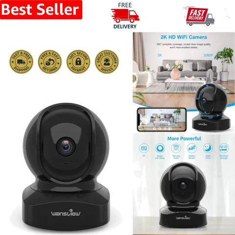 2K WiFi Security Camera with Two-Way Audio & Night Vision for Home Monitoring