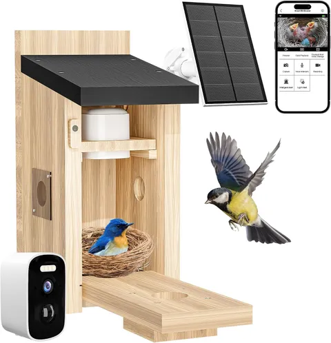 2.4g WiFi Live View 5MP Solar Bird House Camera Nesting Box Bird