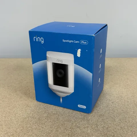 Ring Spotlight Cam Plus Plug-In White  Outdoor/Indoor Camera Brand New 