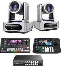 PTZ Camera Bundle - 4K NDI PTZ Camera(2Pcs) 20X Zoom AI Tracking Hdmi/Usb3.0/Lan