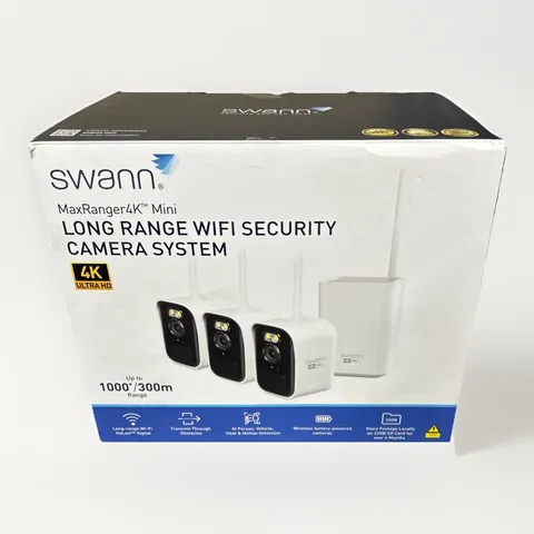 Swann MaxRanger Mini 4K Wireless Security System, 3-Pack Used/ Customer Return