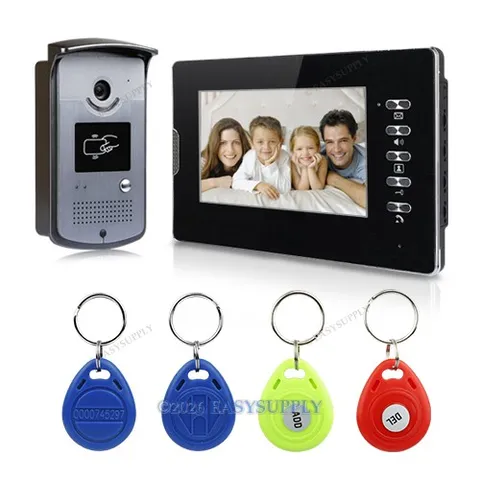 Home Wired Video Doorbell Intercom System 7" Indoor Monitor Waterproof Camera