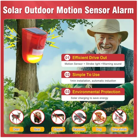 Solar Motion Sensor Alarm 129dB  Waterproof 2PC
