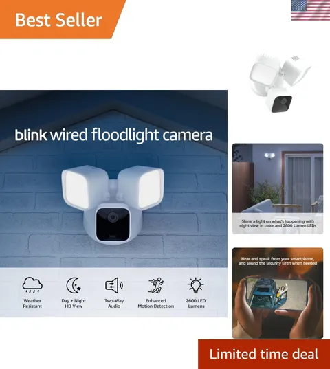 Wired Floodlight Camera, Smart security camera, 2600 lumens, HD live view, en...