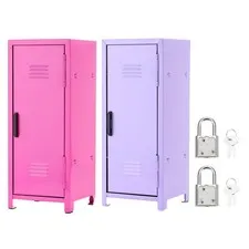 Mini Locker 4.3 x 10.8 Inch, 2 Pcs Small Locker with Lock Keys, Rose Red/Purple