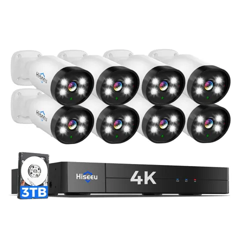 4K Wired Security Camera System with Smart Color Night Vision