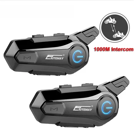 1/2Pcs Bluetooth Moto Helmet Intercom Headset 1000M For 2 Rider Intercomunicador