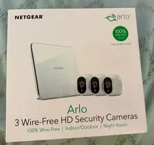 Arlo Security System with 3 HD Cameras - White- Working!