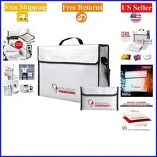 Large Silver Fireproof Document & Money Bag, Water Resistant, 15x12x5 inches