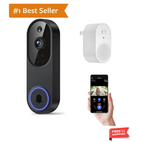 Battery-Powered 1080p Doorbell Camera with Wide-Angle View & Cloud Security