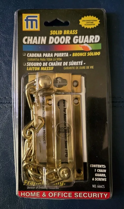 Solid Brass Chain Door Guard By Franklin MFG Hardware Home & Office Security New