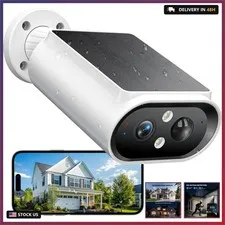 AlkiVision Solar Security Cameras Wireless Outdoor - 2K Night Color Vision Camer