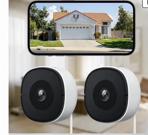 2-Pack Wired IP Security Cameras 1080p Color Night Vision Indoor/Outdoor White