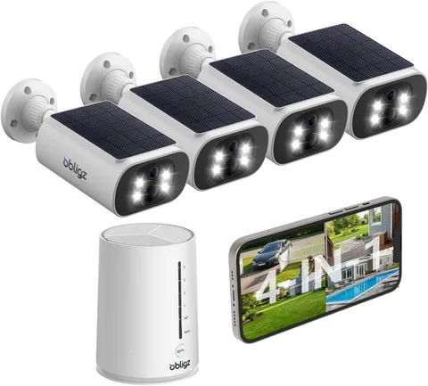 Solar Security Cameras Wireless Outdoor 4MP 4 Cam Kit 64GB