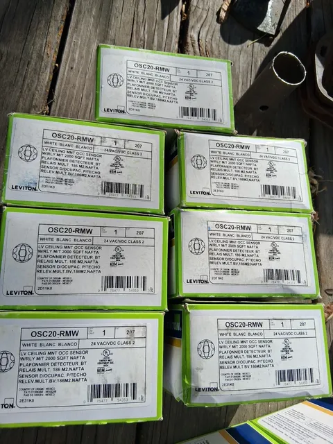 Lot Of 7 Leviton OSC20-RMW White Indoor Wired Hardwired Occupancy Sensor 24V