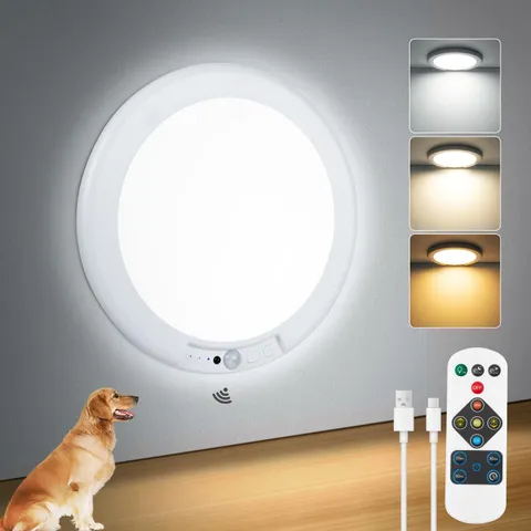 Aggforbl 7.48" Battery Operated Ceiling Light with Remote, 1 Pack, White