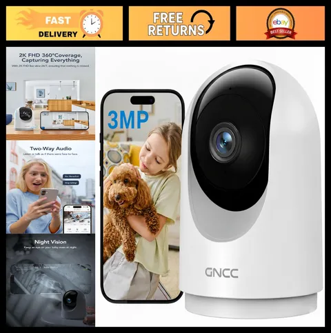 2K Indoor Security Camera with Motion Detection, Night Vision, 2-Way Audio, App