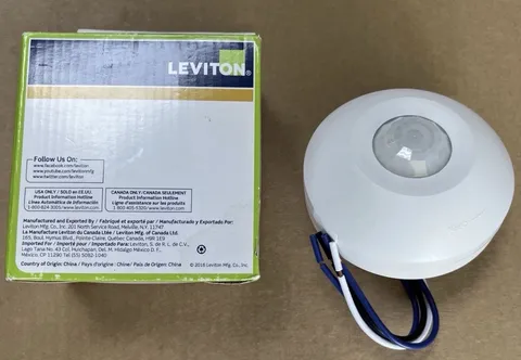 Leviton ODC0S-I1W Self-Contained Ceiling-Mount Occupancy Sensor - Watt 120V