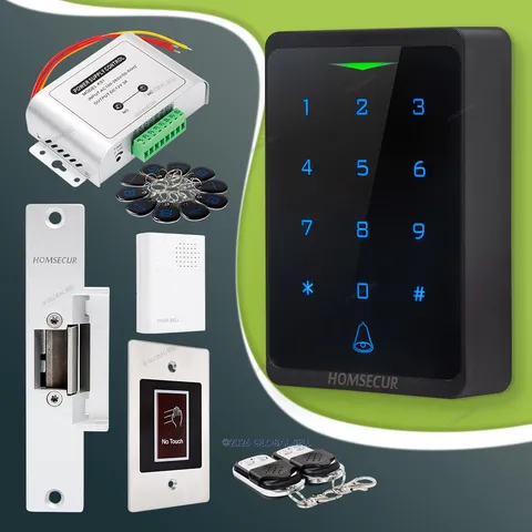 HOMSECUR Business Home Door Access Control System Kit NC Electric Lock Doorbell