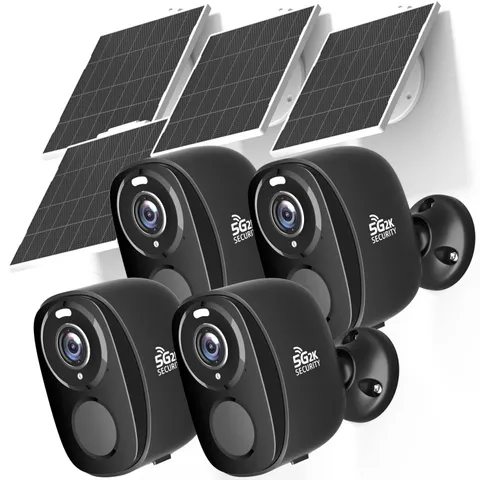 4Pack 5G/2.4G Solar Security Cameras Wireless Outdoor, 2K Battery Camera w/So...