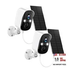 Solar Security Cameras Wireless Outdoor,2K Solar Camera pack of 2 White