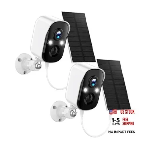 Solar Security Cameras Wireless Outdoor,2K Solar Camera pack of 2 White