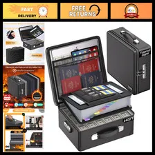 Fireproof Document Box with Lock, 6400°F Heat Insulated, Water Resistant Safe, M