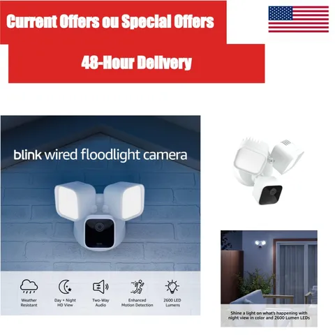 Blink Wired Floodlight Camera 1080p HD Wi-Fi Outdoor Alexa White