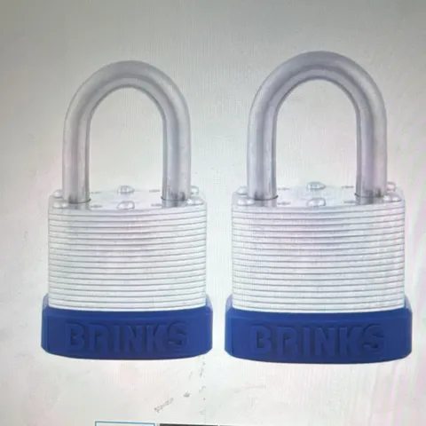 Brinks Maxo Security Keyed Padlocks 2-Pack, Boron Shackle, Silver/Blue, 4 Keys