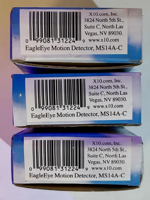 Lot of 3 X-10 PowerHouse MS14A-C EagleEye Indoor/Outdoor Motion Detector - NEW
