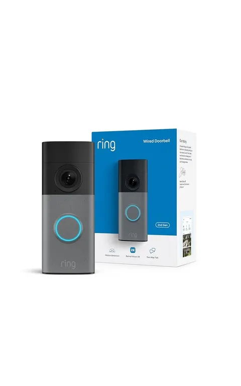 Ring - Wired Doorbell 2K (newest model), Retinal 2K with wide-angle video, ...
