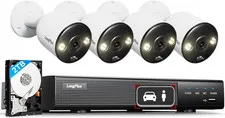 4K Poe Smart Security Camera System, 8CH Surveillance NVR Kit with 2TB HDD, 4 Pa