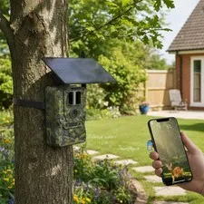 GMOX 4G LTE Cellular Solar Security Camera 360° Live View 2.5K Outdoor Wireless