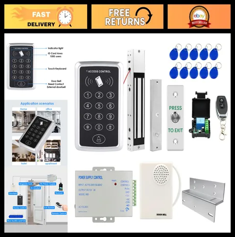 RFID Keypad Door Access Control System Kit, 600lbs Magnetic Lock, Home Security,