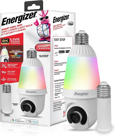 Smart 2K Light Bulb Security Camera, 1000 Lumens LED Light, 5G&2.4G Wi-Fi Outdoo