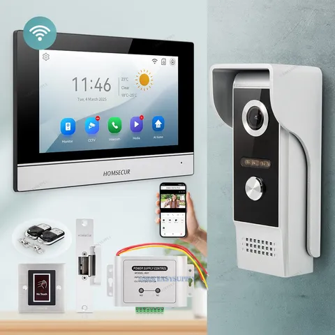 HOMSECUR 7" WIFI HD Video Doorphone Intercom Door Bell Door Unlock Auto Snapshot