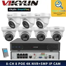Vikylin SmartFind 8POE 8CH NVR System Wired Mini Night Version 5MP IP Camera Lot