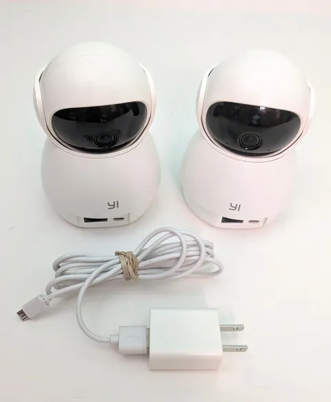 Set of 2 YI Dome Guard Security Camera Tested & Working Power Cord Included