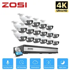 ZOSI 16CH 8MP NVR 4K PoE Security Camera System with 4TB HDD Color Night Vision