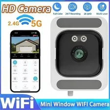 Mini WiFi Window Camera 3MP Outdoor Replacement Full Color Night Vision 2.4/5G