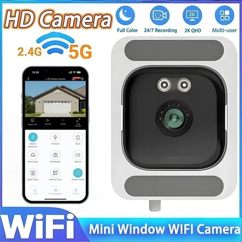 Mini WiFi Window Camera 3MP Outdoor Replacement Full Color Night Vision 2.4/5G