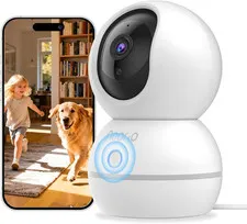 Security Camera 2K, Baby Monitor Dog Camera 360-Degree for Home Security/Smart M