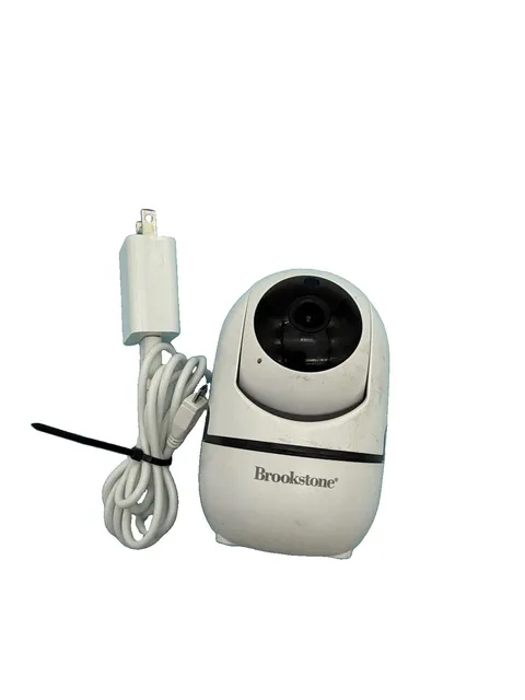 Brookstone Smart WiFi Indoor Camera White Pan Tilt Zoom Security Baby Monitor