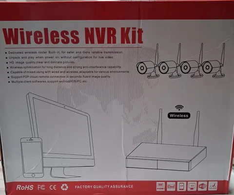 4CH Wireless Wi-Fi NVR Kit w/ 4 IP Cameras, Night Vision, Cloud P2P