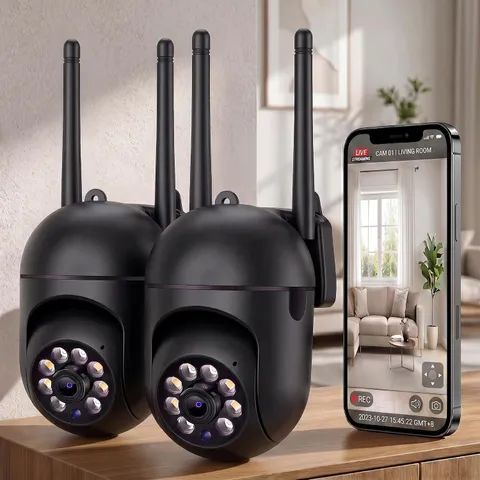 2Pack 1080P Wifi Night Vision 2 Way Audio Siren Motion Alerts Indoor Security Ca