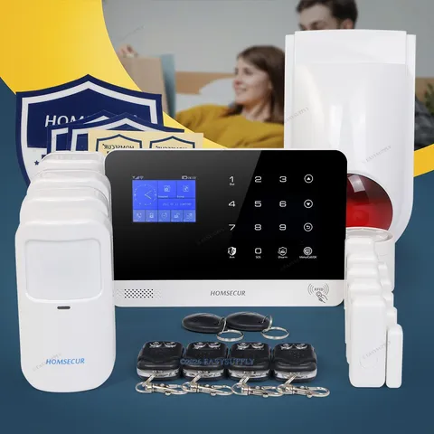 HOMSECUR Wireless WIFI 4G GSM SMS Autodial Home Alarm System+4 Pet-Immune PIR